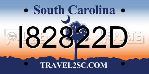 I82822D South Carolina License Plate