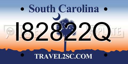I82822Q South Carolina License Plate