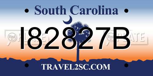 I82827B South Carolina License Plate