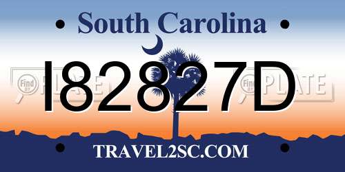 I82827D South Carolina License Plate