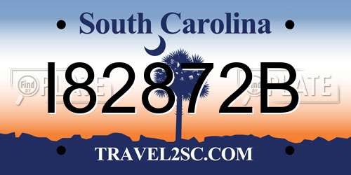 I82872B South Carolina License Plate