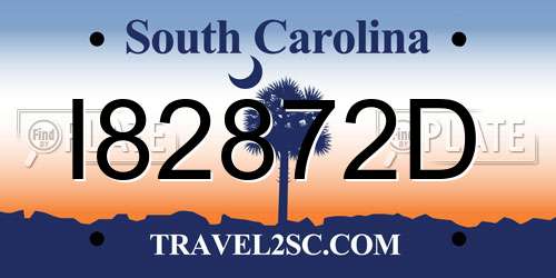 I82872D South Carolina License Plate