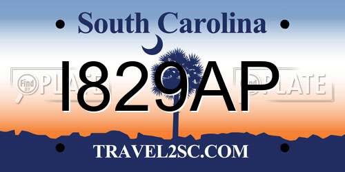 I829AP South Carolina License Plate