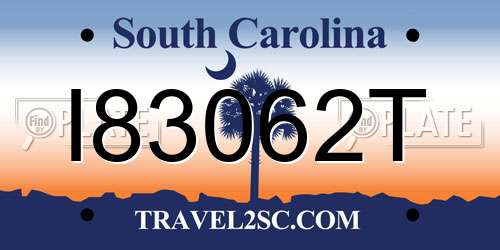 I83062T South Carolina License Plate