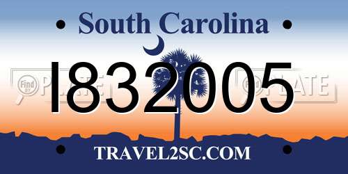 I832005 South Carolina License Plate