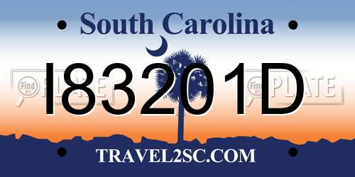 I83201D South Carolina License Plate