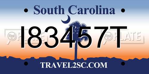 I83457T South Carolina License Plate