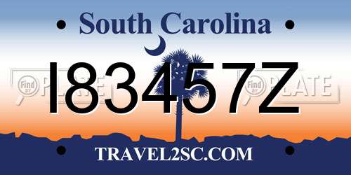 I83457Z South Carolina License Plate