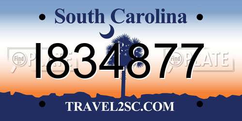 I834877 South Carolina License Plate