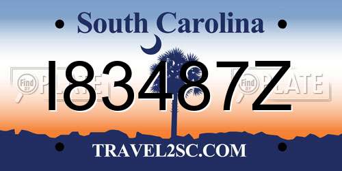 I83487Z South Carolina License Plate