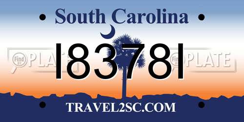 I8378I South Carolina License Plate