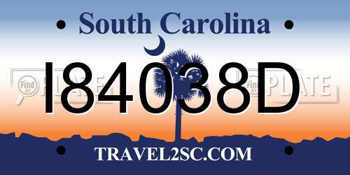 I84038D South Carolina License Plate
