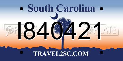 I840421 South Carolina License Plate