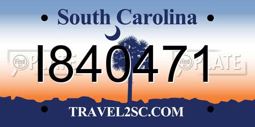I840471 South Carolina License Plate