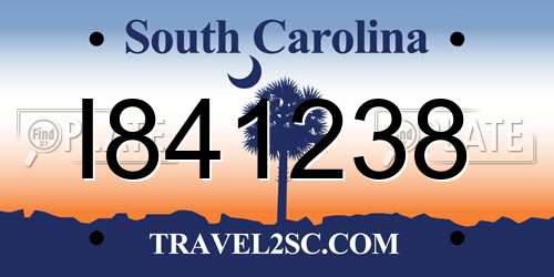 I841238 South Carolina License Plate