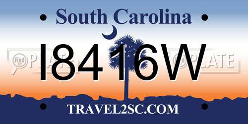 I8416W South Carolina License Plate