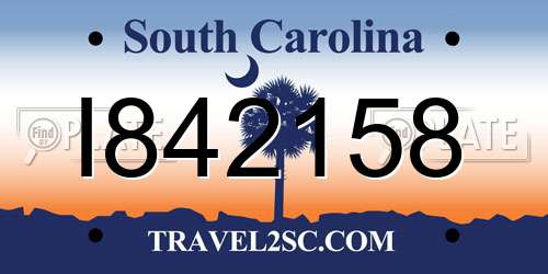 I842158 South Carolina License Plate