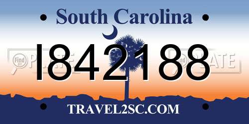 I842188 South Carolina License Plate