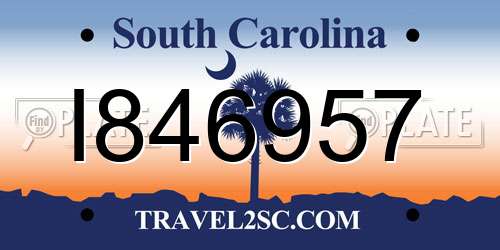 I846957 South Carolina License Plate