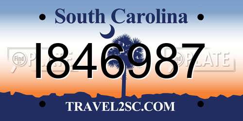 I846987 South Carolina License Plate