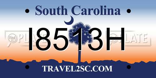 I8513H South Carolina License Plate