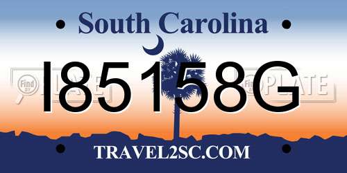 I85158G South Carolina License Plate