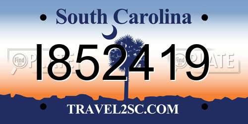 I852419 South Carolina License Plate