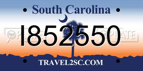 I852550 South Carolina License Plate