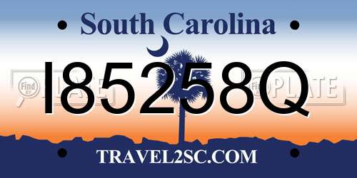 I85258Q South Carolina License Plate
