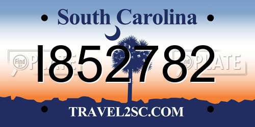 I852782 South Carolina License Plate