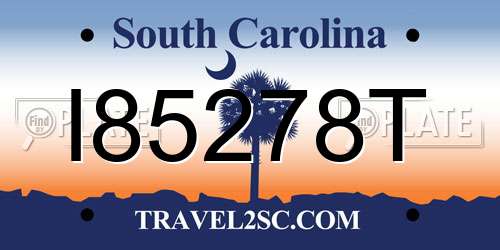 I85278T South Carolina License Plate
