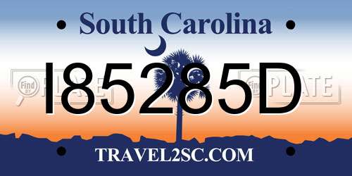 I85285D South Carolina License Plate
