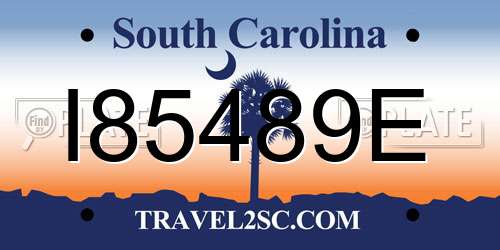 I85489E South Carolina License Plate