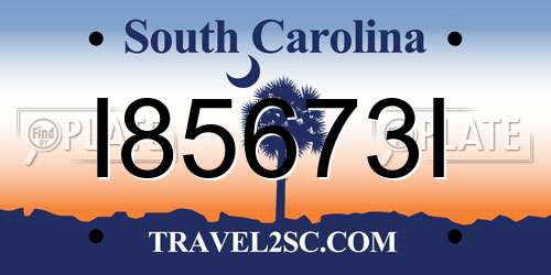 I85673I South Carolina License Plate