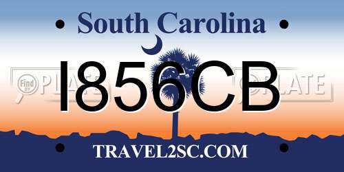 I856CB South Carolina License Plate