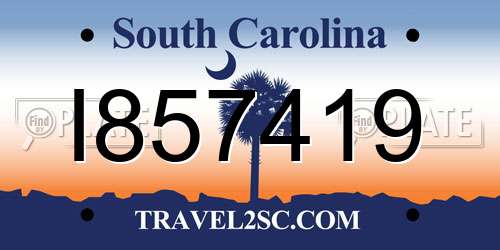 I857419 South Carolina License Plate