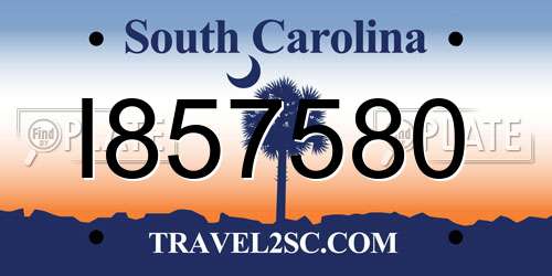 I857580 South Carolina License Plate