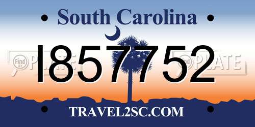 I857752 South Carolina License Plate