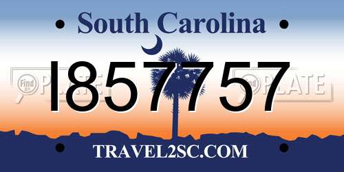 I857757 South Carolina License Plate
