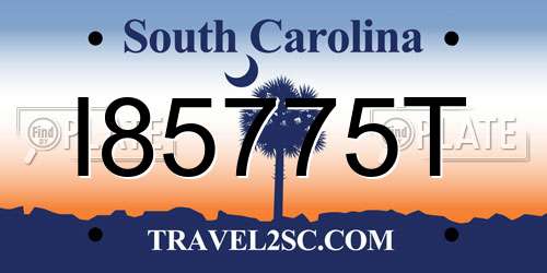 I85775T South Carolina License Plate