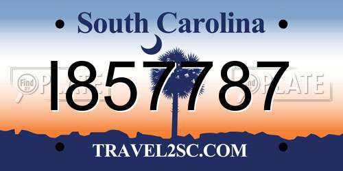I857787 South Carolina License Plate