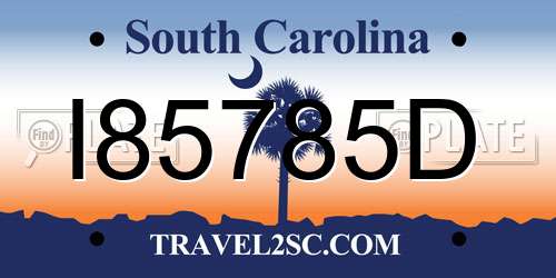 I85785D South Carolina License Plate
