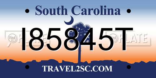 I85845T South Carolina License Plate
