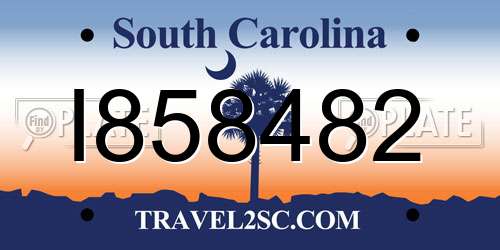 I858482 South Carolina License Plate