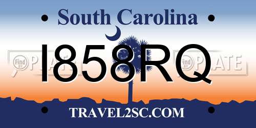 I858RQ South Carolina License Plate
