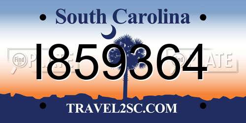 I859364 South Carolina License Plate