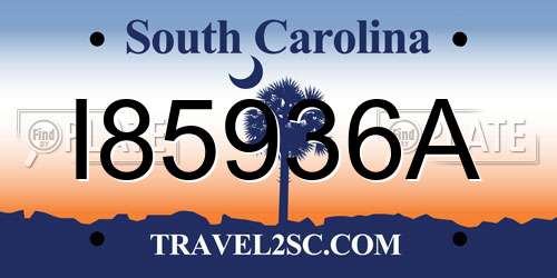 I85936A South Carolina License Plate
