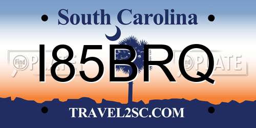 I85BRQ South Carolina License Plate