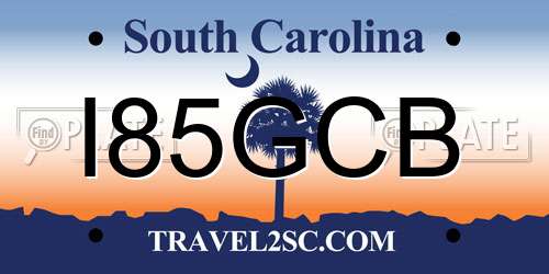 I85GCB South Carolina License Plate