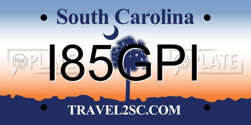 I85GPI South Carolina License Plate